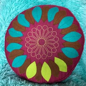 Fun colorful decorative round leaf design pillow